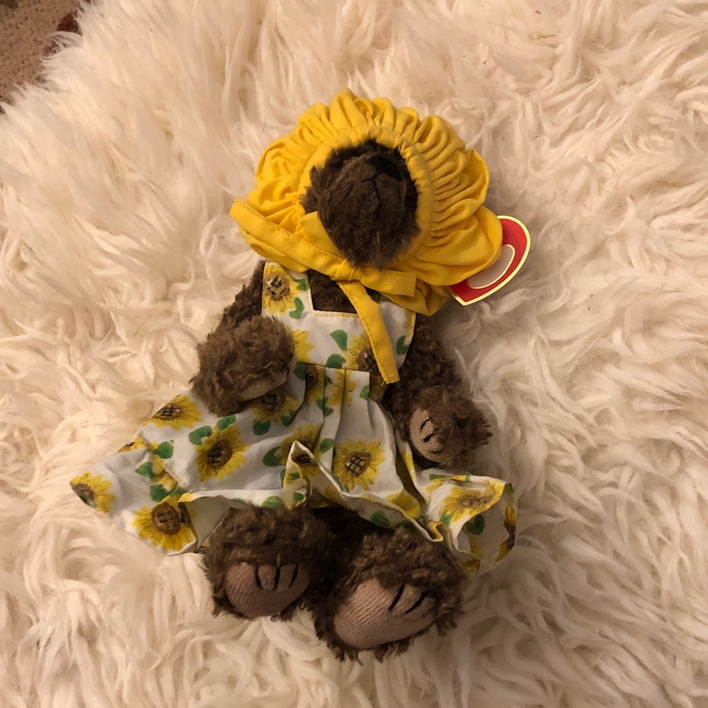 Plush Sunflower Dress Bear with Yellow Bonnet- Suzanne you are my sunshine